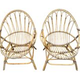 Pair of rattan armchairs from the 60s