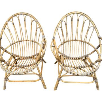 Pair of rattan armchairs from the 60s