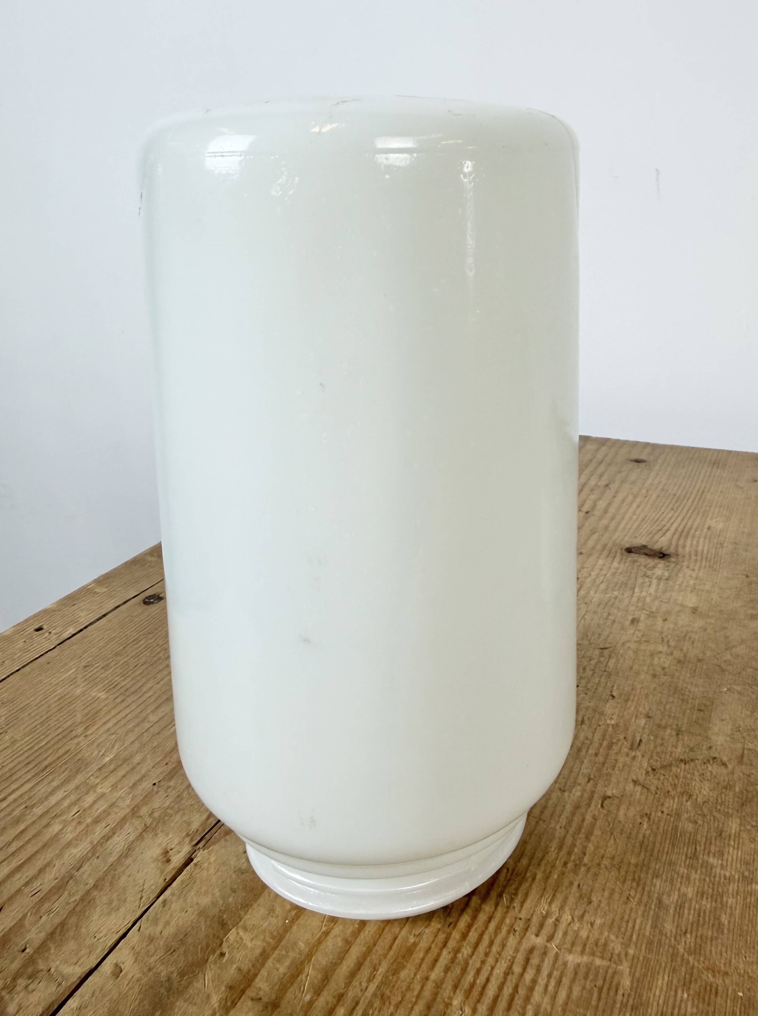 Vintage White Porcelain Ceiling Light with Milk Glass, 1970s