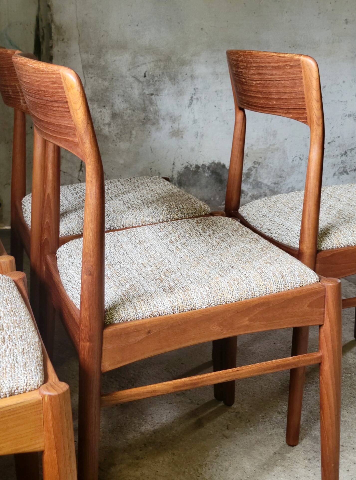 Set of 6 Henning Kjærnulf chairs for KS Møbler in teak, Denmark 1960