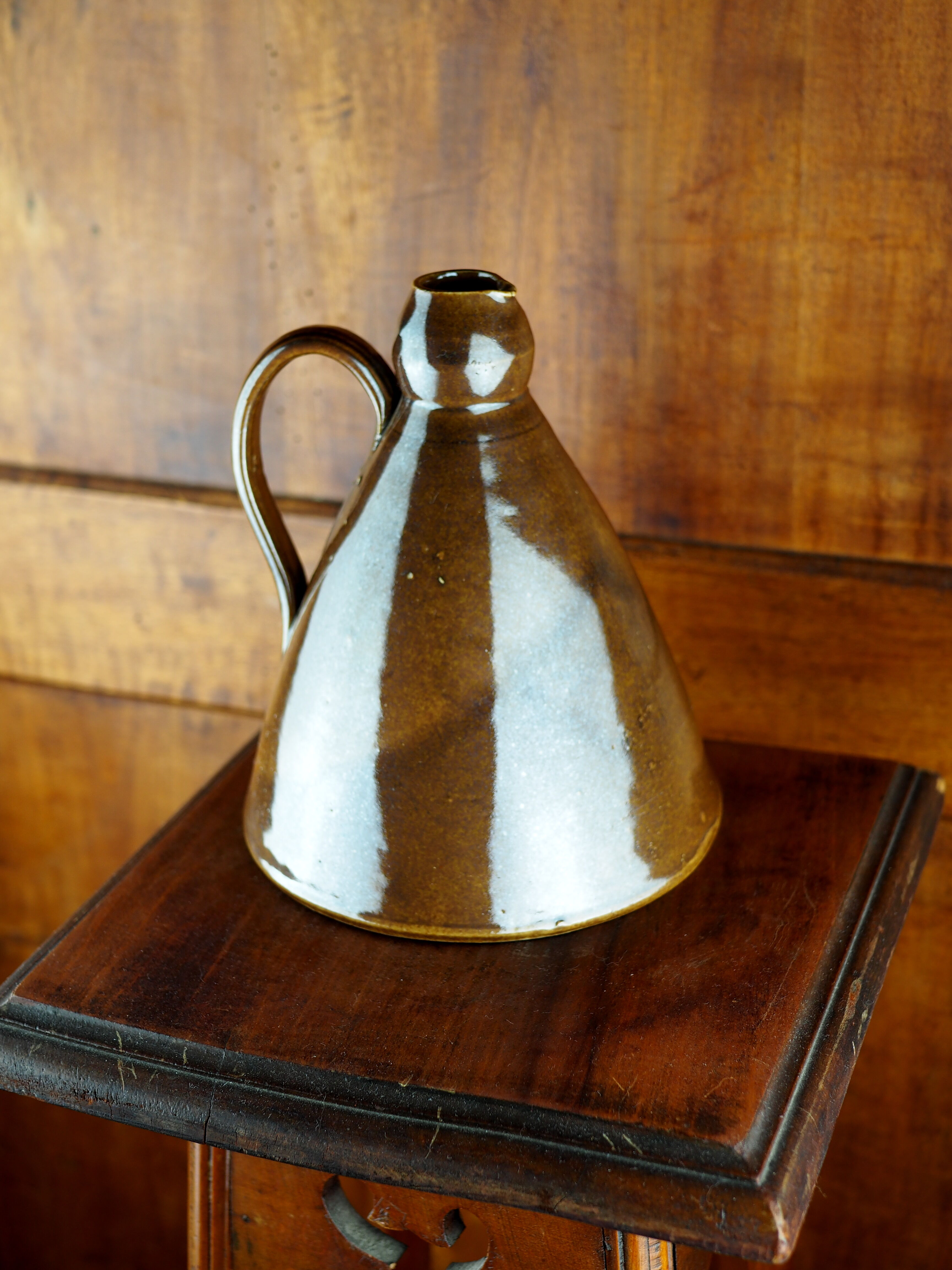 Conical pitcher with brown glaze - folk art - early twentieth century