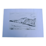 Original drawing in black chalk by Jean Villette (1913-2005)