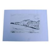 Dessin original à la pierre noire par Jean Villette (1913-2005)
