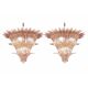 Pair of Iconic Mid-Century Modern Pink “Palmette” Murano Glass Chandeliers