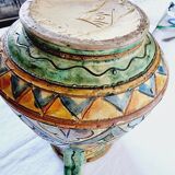 Antique majolica water pitcher made in Italy and hand painted.