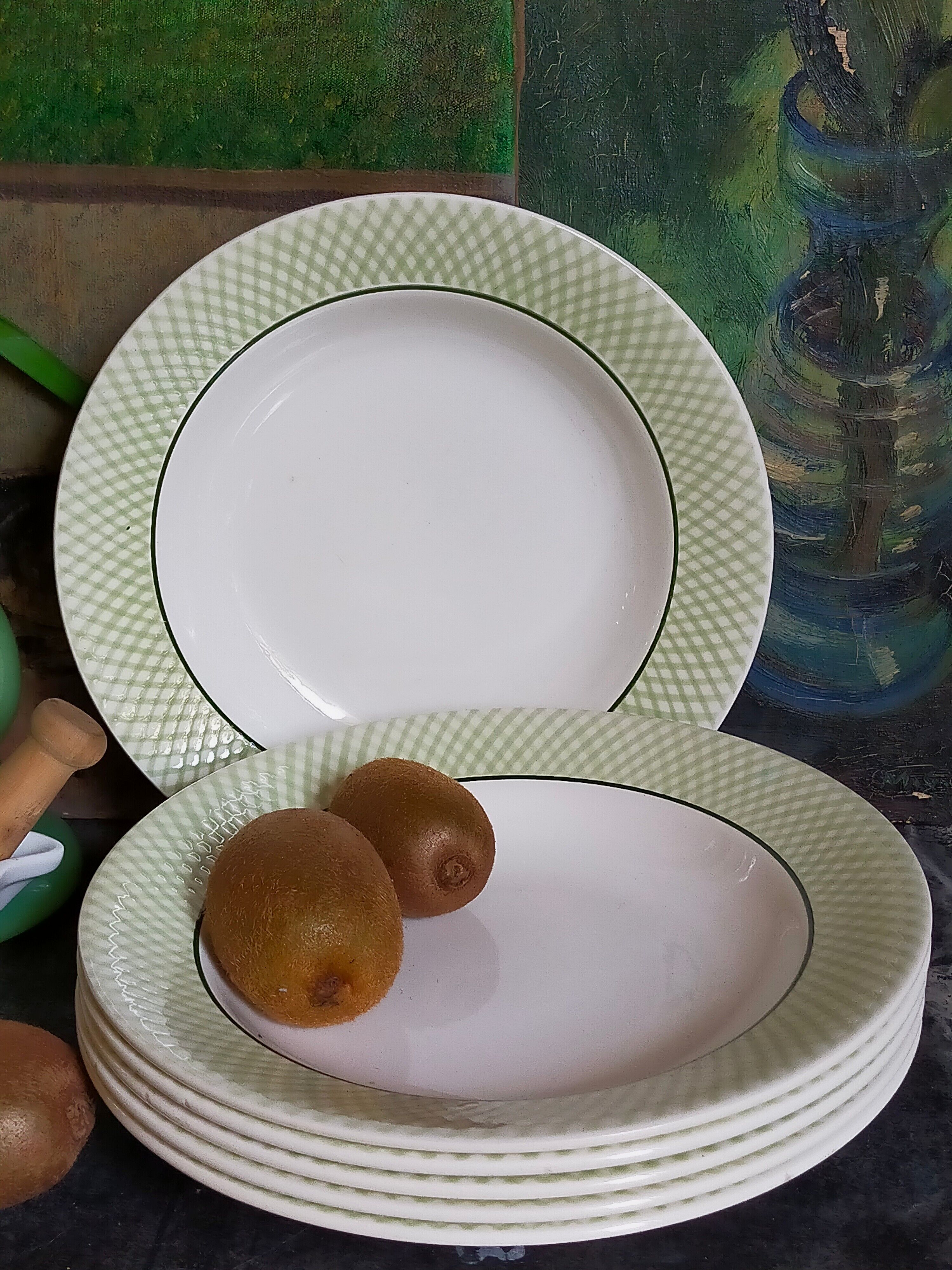 Six assiettes faïence de salins service "iseran" années 50