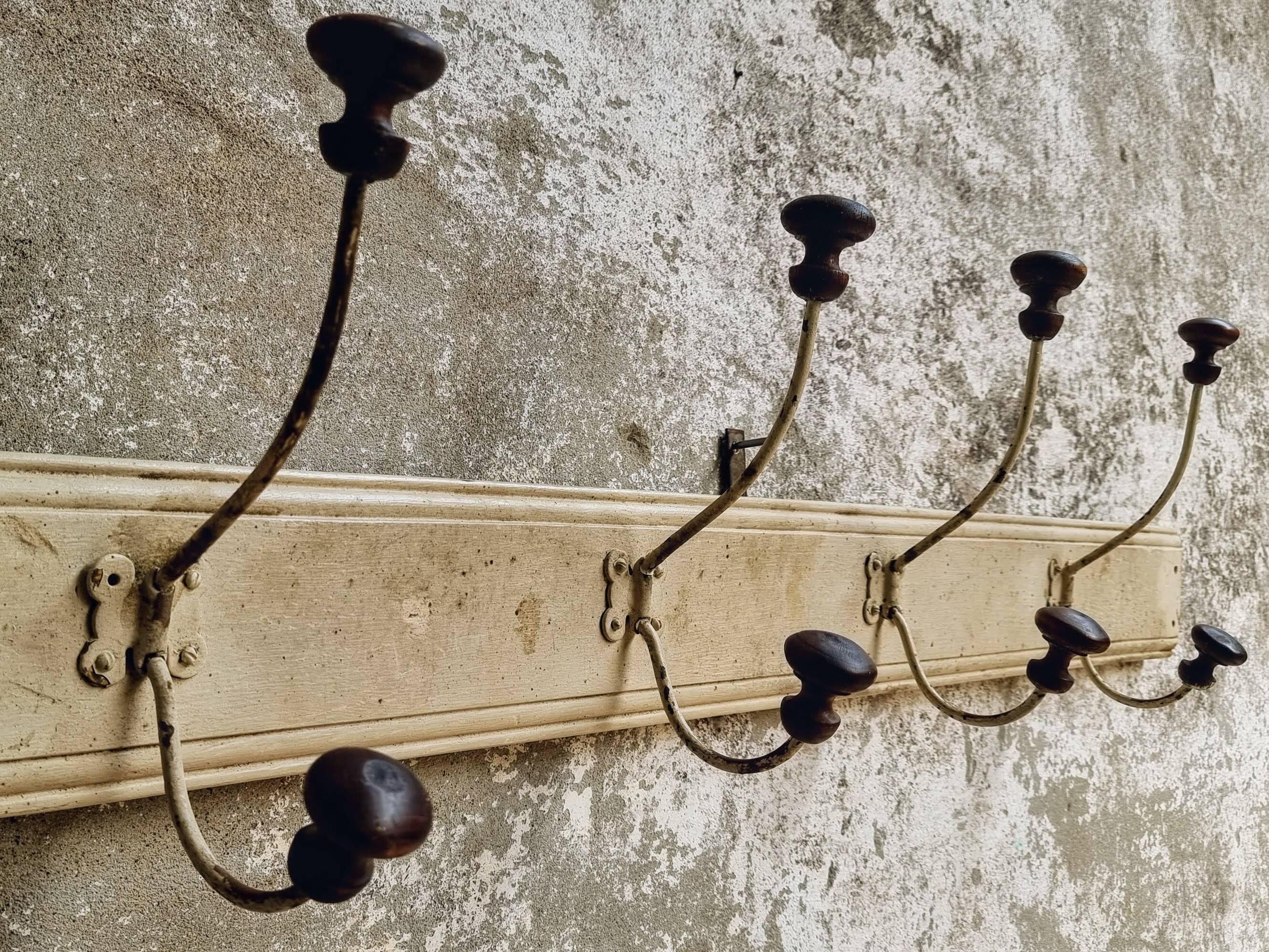 Antique wall coat rack 120 cm French
