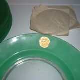 Set of 6 Duralex green hollow plates