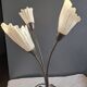 Triple flower lamp in metal and glass