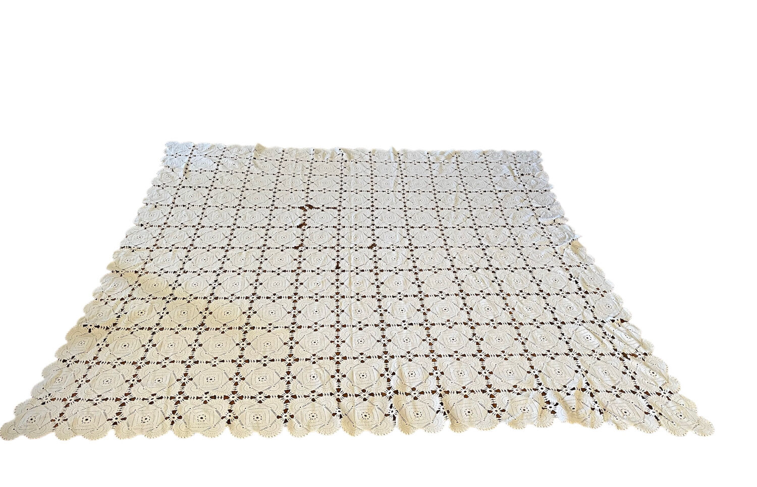 White vintage crochet bedspread