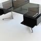 Bureau d'angle exécutif Abbondinterni en acajou et verre, Italie, 1970
