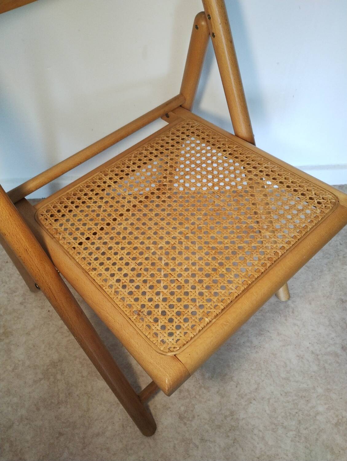 Cane-seated folding chair