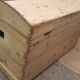 Old curved travel trunk, in pine, stripped 98x60x65