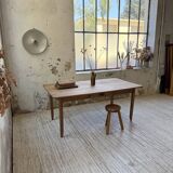 Beech and pine farmhouse table with spindle legs 170 cm