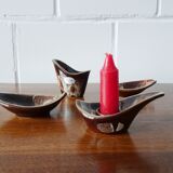 Jasba smoking set in brown red, four-piece Jasba ceramic set, table set, ashtray, candle holder hous