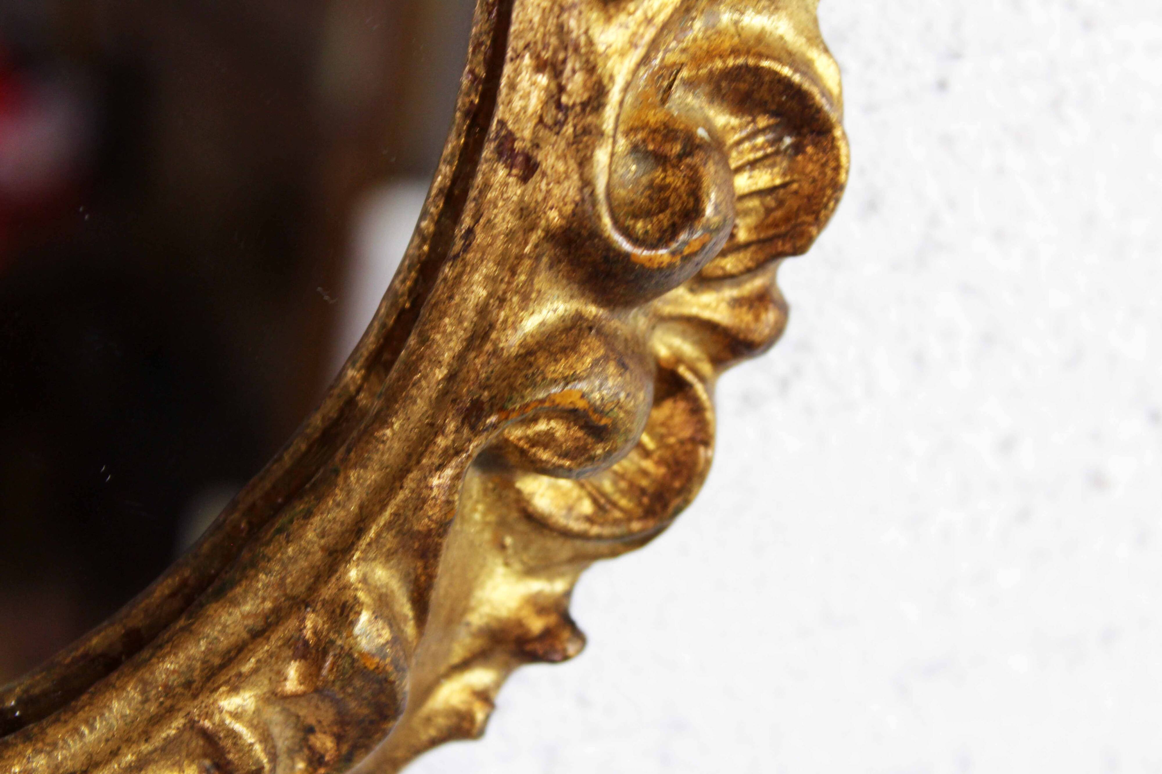 Round gold leaf mirror