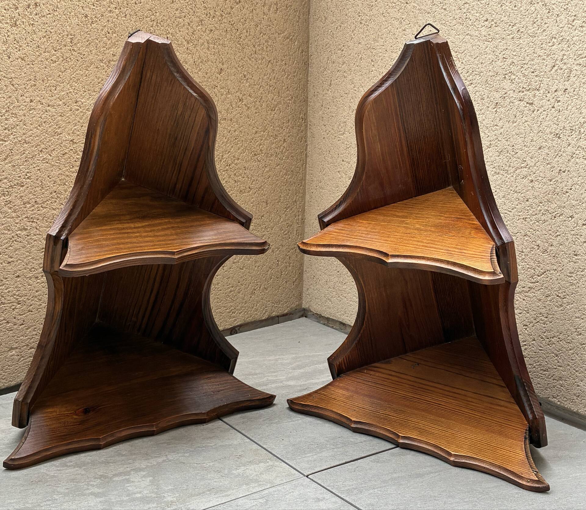 Pair of vintage corner shelves