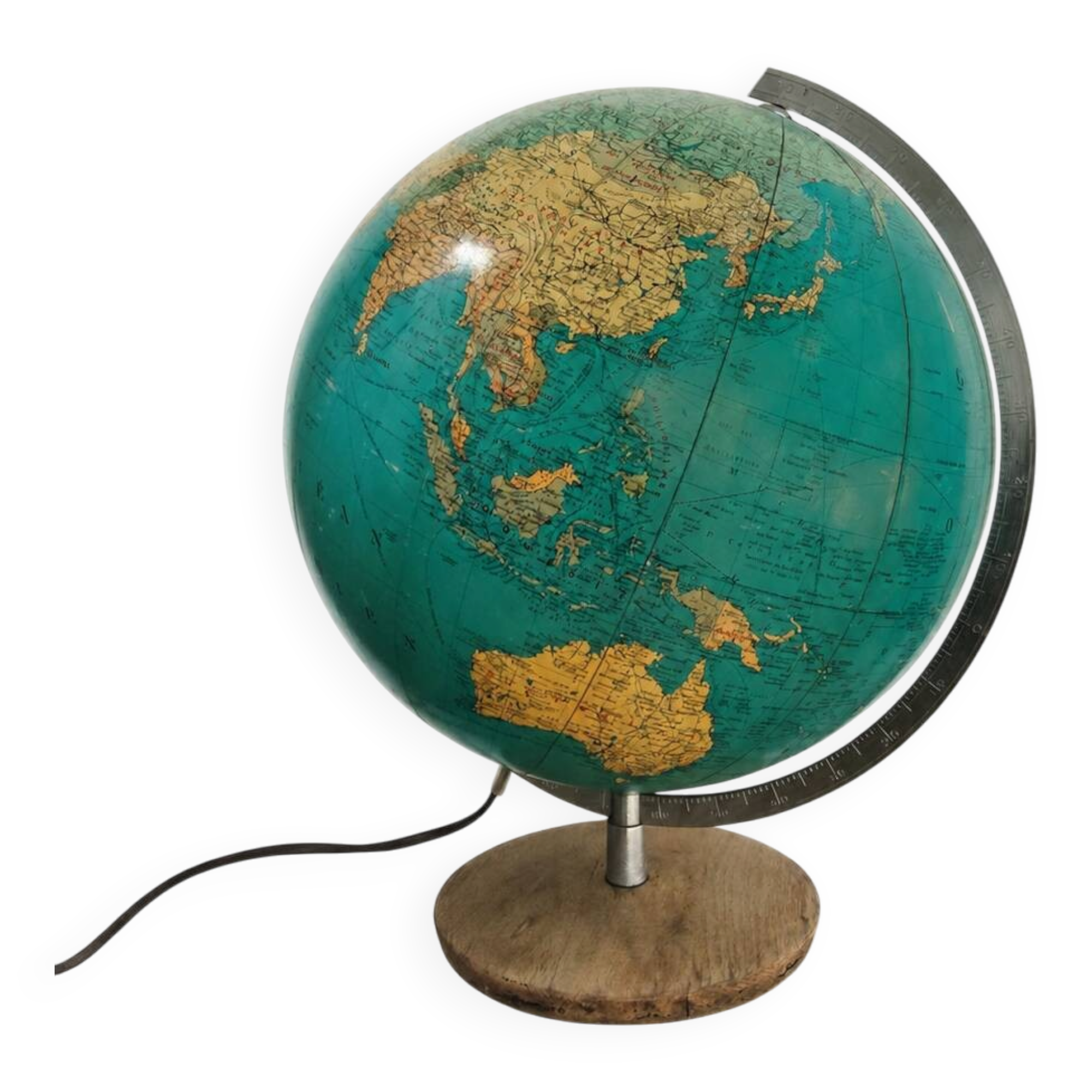 Vintage illuminated terrestrial globe – 1970s design decorative item
