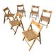 Lot 6 folding wooden chairs and vintage rattan canning year 60