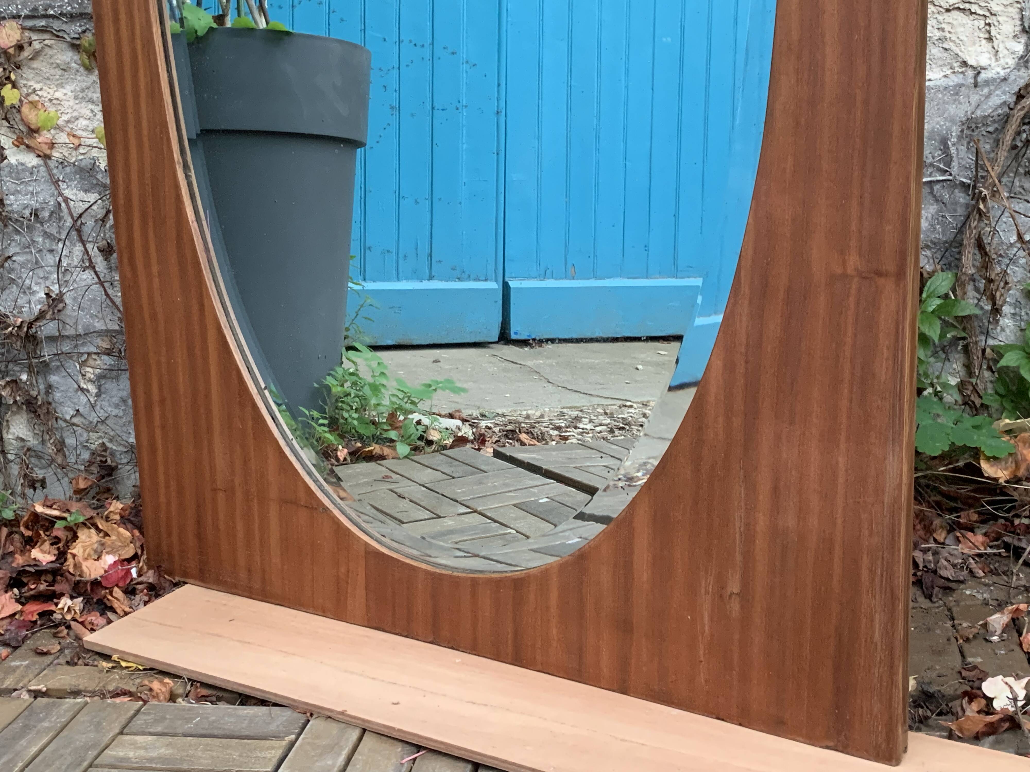 Beveled oval mirror on art deco door Mahogany 79x162