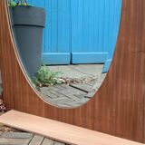 Beveled oval mirror on art deco door Mahogany 79x162