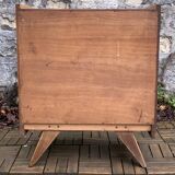 Vintage chest of drawers with compass feet, raw oak, 1960