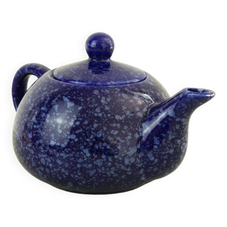 Blue glazed and speckled ceramic teapot