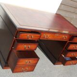 Classic English Mahogany Pedestal Desk with Red Leather
