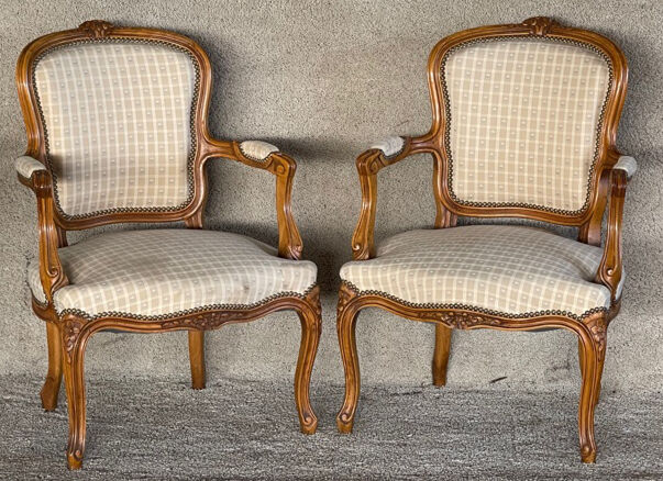 Pair of louis xv style convertible armchairs