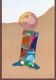 Original work signed by Robert Willems, gouache and collage. Greeting card.