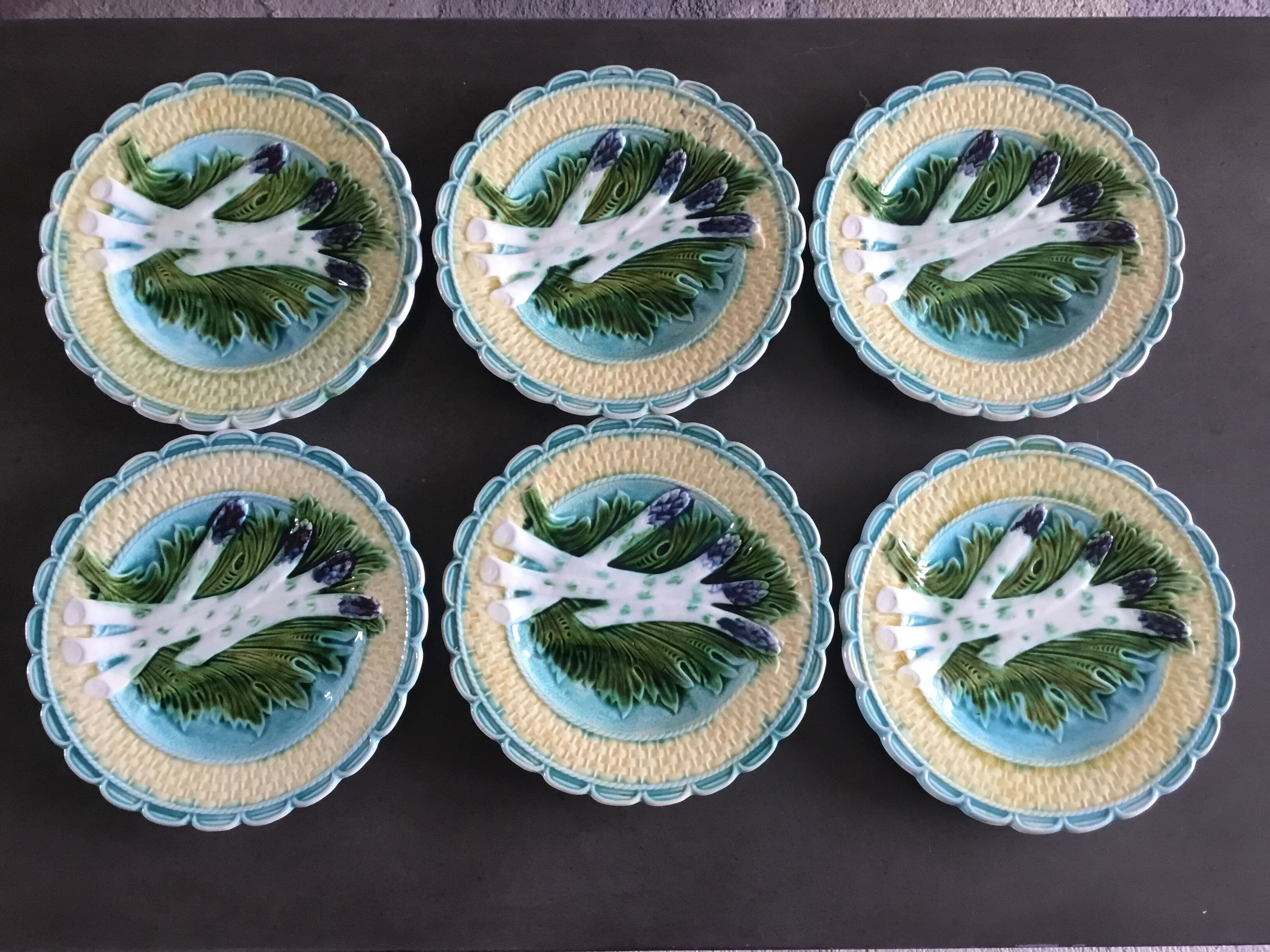 6 asparagus plates in slip