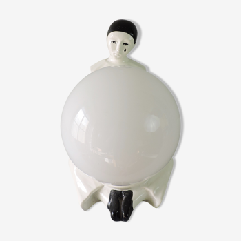 Vintage ceramic lamp Pierrot 70s