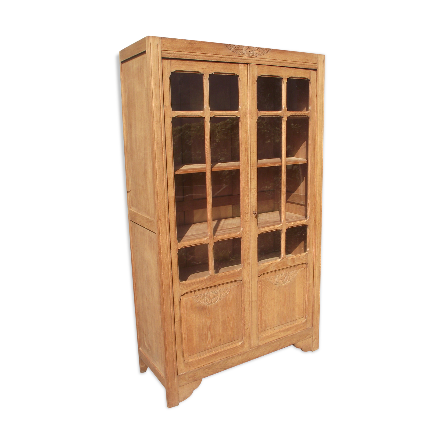 Glass cabinet art deco period library in oak