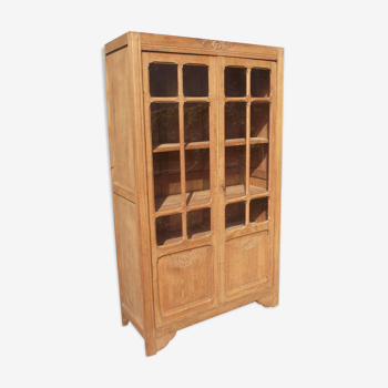 Glass cabinet art deco period library in oak