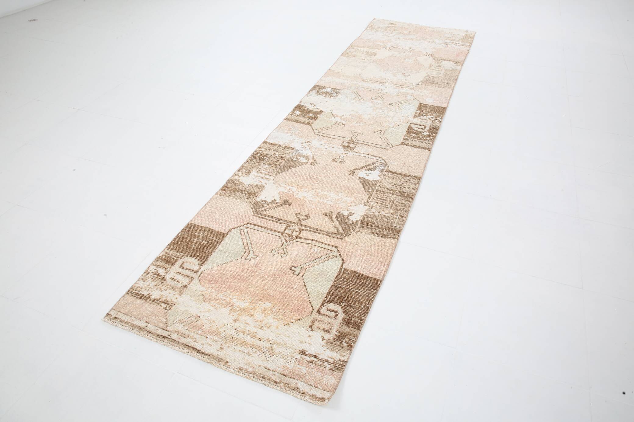 3x11 Rug For Kitchen Brown Beige Turkish Runner Rug, 86x325Cm SK 5286