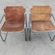 Pair of tubular lounge chairs in Bauhaus style, leather, Jox Interni, 1970s.