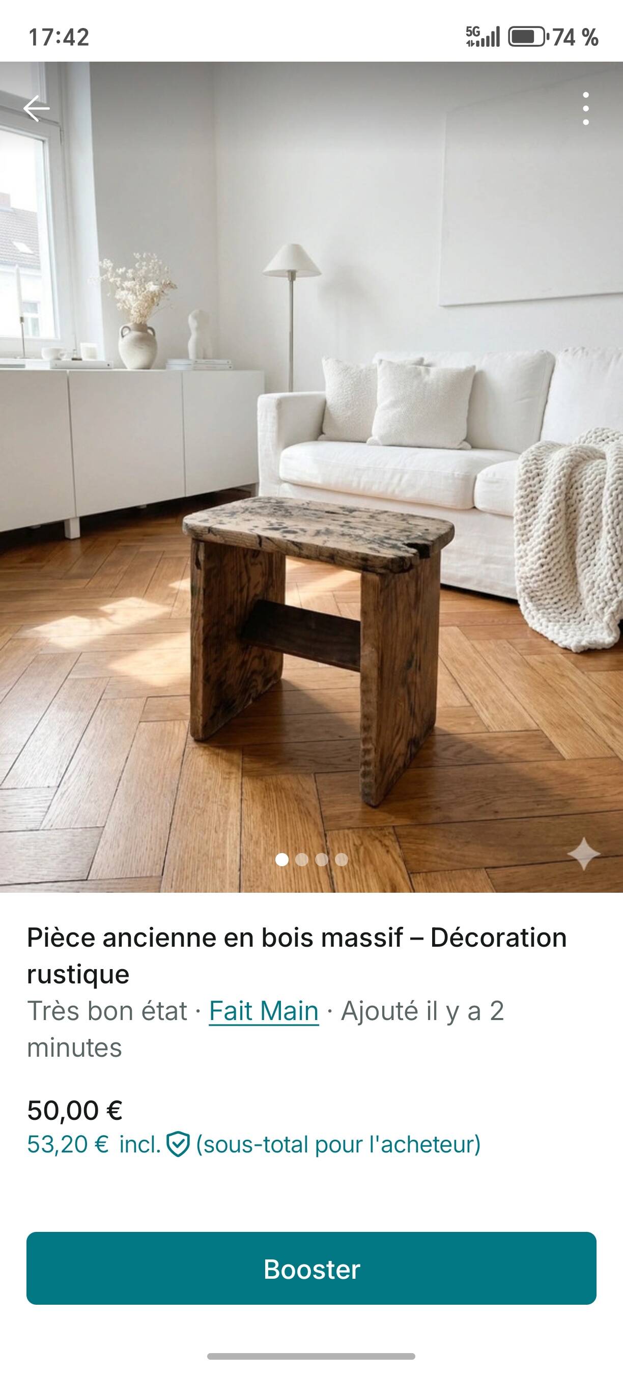 Authentic antique milking stool in solid wood – Rustic charm & ro