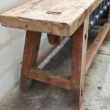 Old oak workbench console with metal drawers