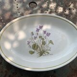 Plat de service en faïence modèle herbier, viola odorata moulin des loups orchies france vintage
