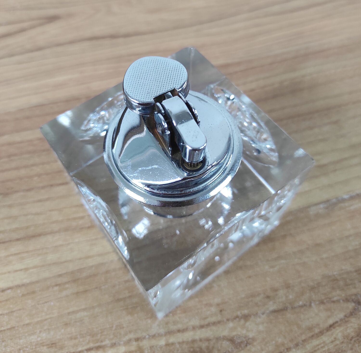 70s glass cube table lighter