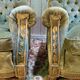 Pair of Club style armchairs / Louis XVI in gilded wood