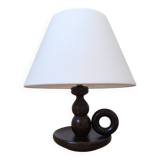 Turned wood table lamp