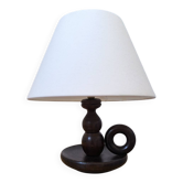 Turned wood table lamp