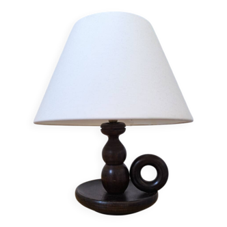 Turned wood table lamp