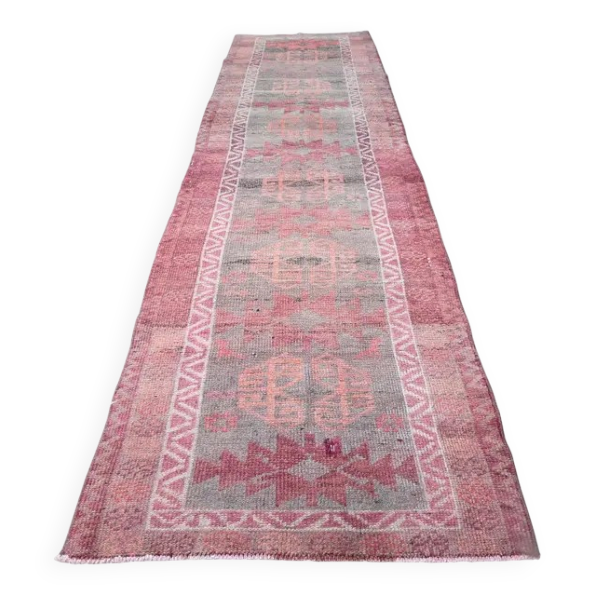 1960's Vintage Turkish Hand-Knotted Hallway Runner 91x354
