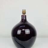 Purple ceramic ball lamp 55 cm from the 60s, silk lampshade