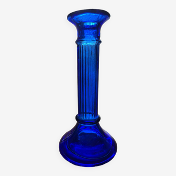 Blue glass candle holder