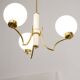 Mid-century Italian Brass and Opaline Chandelier