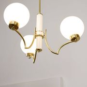 Mid-century Italian Brass and Opaline Chandelier