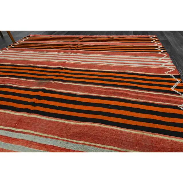 1970s vintage Turkish Oushak handmade wool cotton orange area rug 188x326